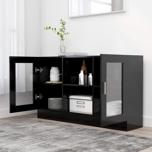 HKH Vitrina Moderna de Madera Procesada y Cristal 120 x 30,5 x 70 cm - Negra