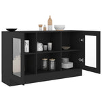 HKH Armário Vitrine Moderno em Madeira Processada, Vidro 120 X 30,5 X 70 Cm - Preto
