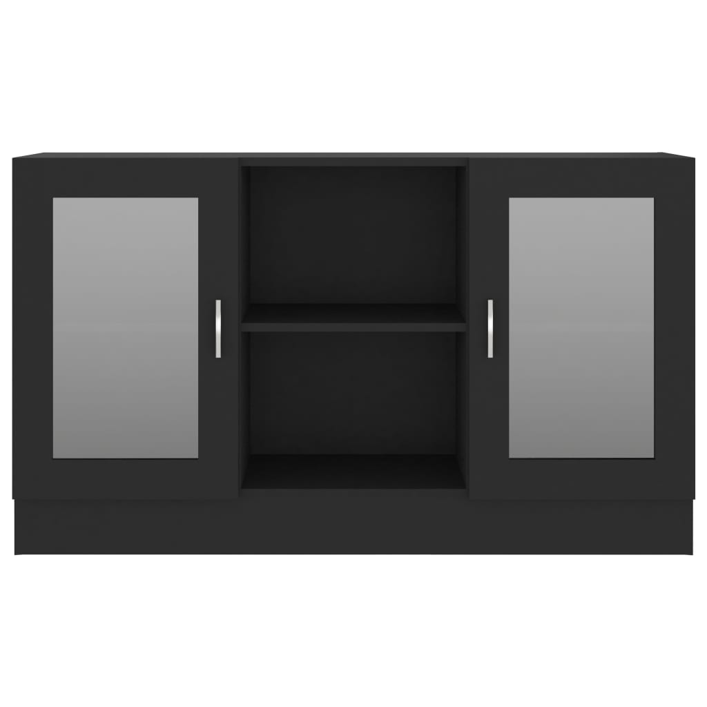 HKH Armário Vitrine Moderno em Madeira Processada, Vidro 120 X 30,5 X 70 Cm - Preto