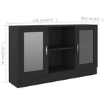 HKH Armário Vitrine Moderno em Madeira Processada, Vidro 120 X 30,5 X 70 Cm - Preto