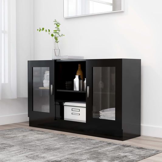 HKH Vitrina Moderna de Madera Procesada y Cristal 120 x 30,5 x 70 cm - Negra