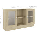 HKH Vitrina Moderna de Madera Procesada, Vidrio 120 X 30,5 X 70 Cm - Roble Sonoma