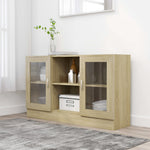 HKH Vitrina Moderna de Madera Procesada, Vidrio 120 X 30,5 X 70 Cm - Roble Sonoma