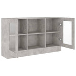 HKH Vitrina Moderna de Madera Procesada y Cristal 120 x 30,5 x 70 cm - Gris Cemento