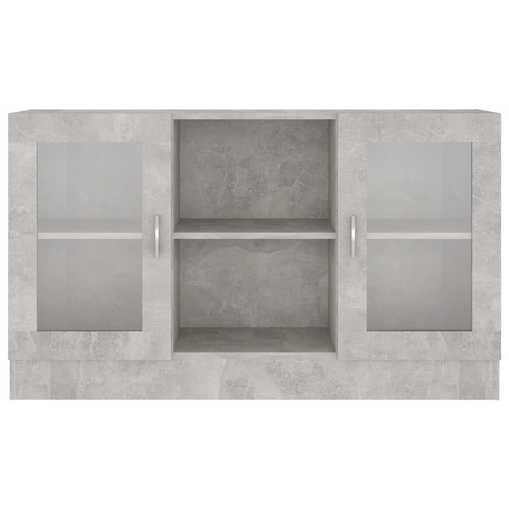 HKH Vitrina Moderna de Madera Procesada y Cristal 120 x 30,5 x 70 cm - Gris Cemento