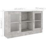 HKH Vitrina Moderna de Madera Procesada y Cristal 120 x 30,5 x 70 cm - Gris Cemento