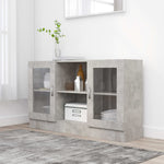 HKH Vitrina Moderna de Madera Procesada y Cristal 120 x 30,5 x 70 cm - Gris Cemento