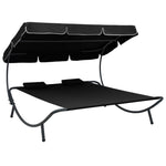 HKH Espreguiçadeira Com Toldo E Almofadas - Preto