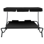 HKH Espreguiçadeira Com Toldo E Almofadas - Preto