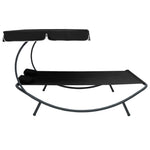 HKH Espreguiçadeira Com Toldo E Almofadas - Preto