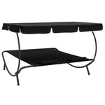 HKH Espreguiçadeira Com Toldo E Almofadas - Preto
