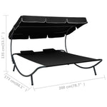 HKH Espreguiçadeira Com Toldo E Almofadas - Preto