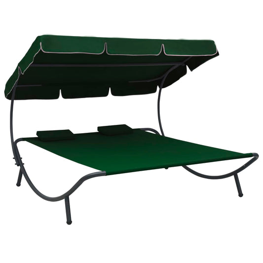 HKH Espreguiçadeira Com Toldo E Almofadas - Verde