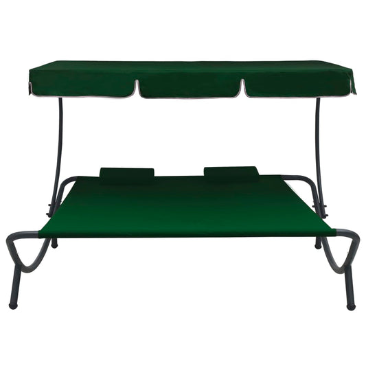 HKH Espreguiçadeira Com Toldo E Almofadas - Verde