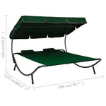HKH Espreguiçadeira Com Toldo E Almofadas - Verde
