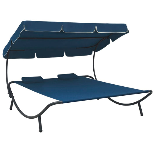 HKH Espreguiçadeira Com Toldo E Almofadas - Azul