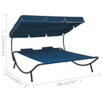 HKH Espreguiçadeira Com Toldo E Almofadas - Azul