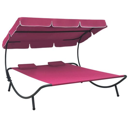 HKH Espreguiçadeira Com Toldo E Almofadas Rosa - Cor-de-rosa