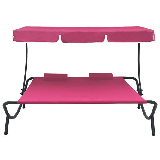 HKH Espreguiçadeira Com Toldo E Almofadas Rosa - Cor-de-rosa