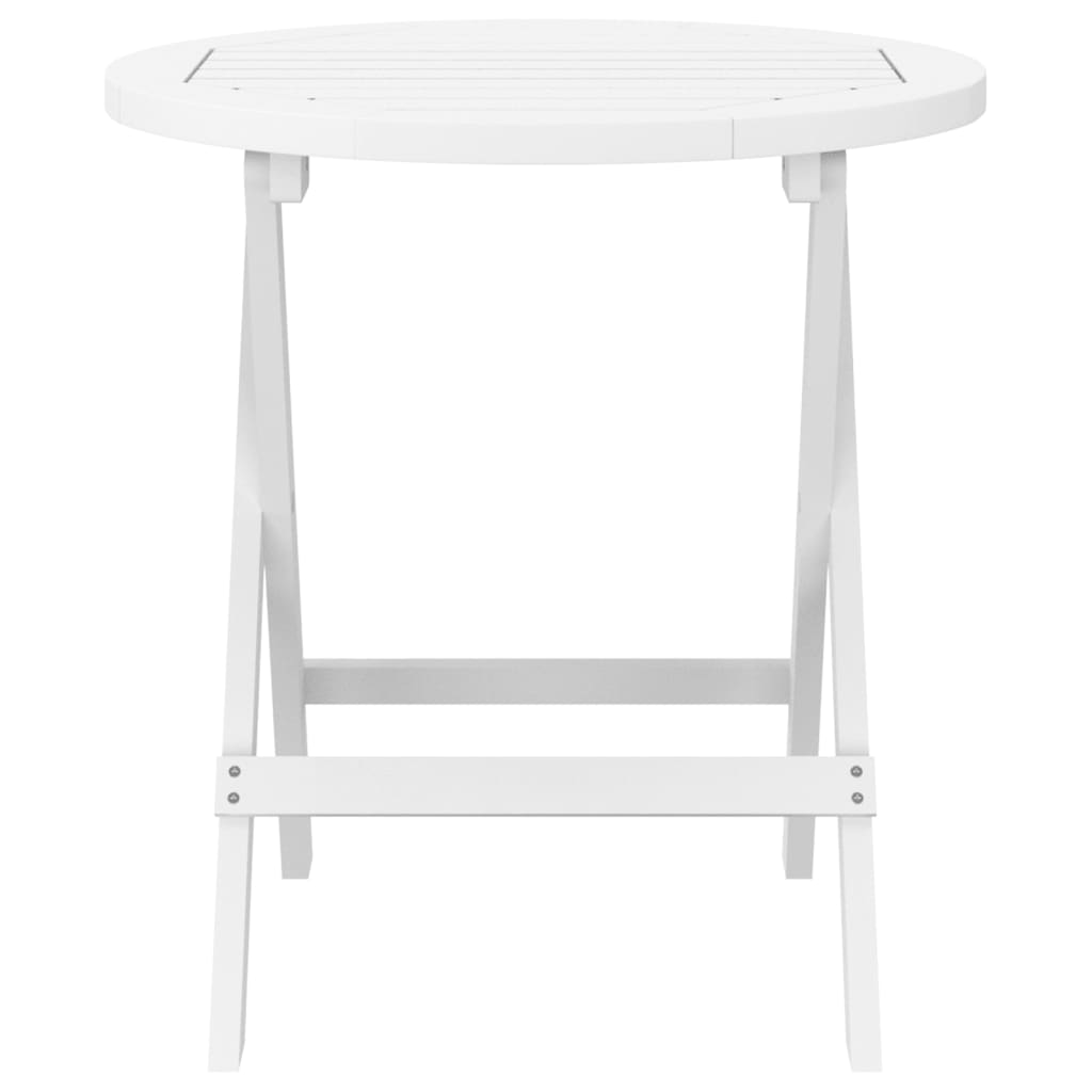 HKH Mesa de Jardín Plegable Ø 46 cm Madera de Acacia Maciza Blanco - Marrón