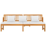 HKH Sofá-cama C/ Almofadão Creme 200x60x75 Cm Madeira Acácia Maciça - Marrom