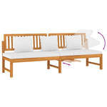HKH Sofá-cama C/ Almofadão Creme 200x60x75 Cm Madeira Acácia Maciça - Marrom