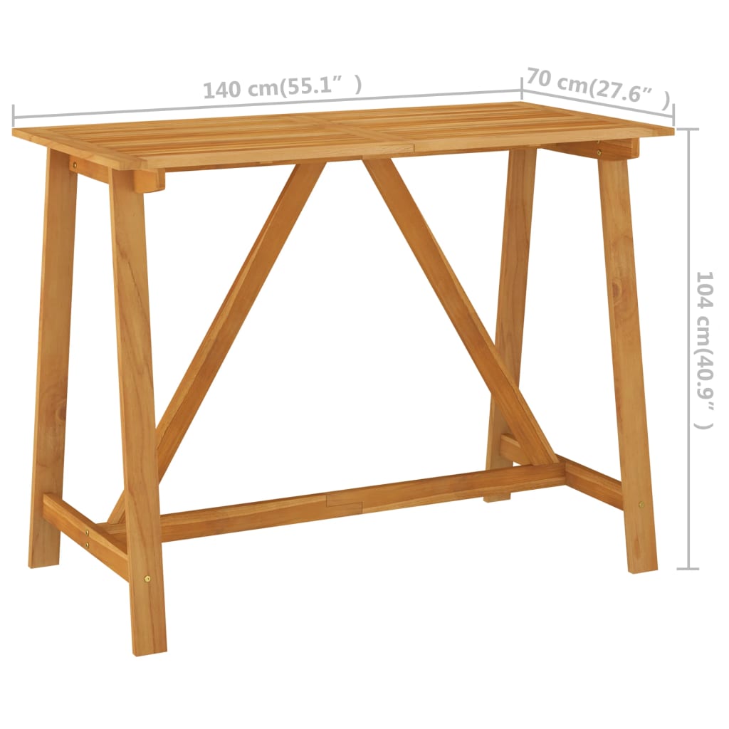 HKH Mesa de Bar para Jardim Madeira de Acácia Maciça - Marrom