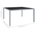 HKH Mesa de Jardim 130x130x72 Cm Aço e Vidro - Cinzento