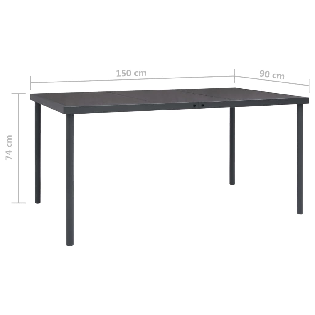 HKH Mesa de Jantar para Jardim Aço - Antracite