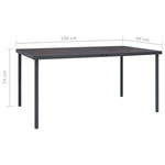 HKH Mesa de Jantar para Jardim Aço - Antracite