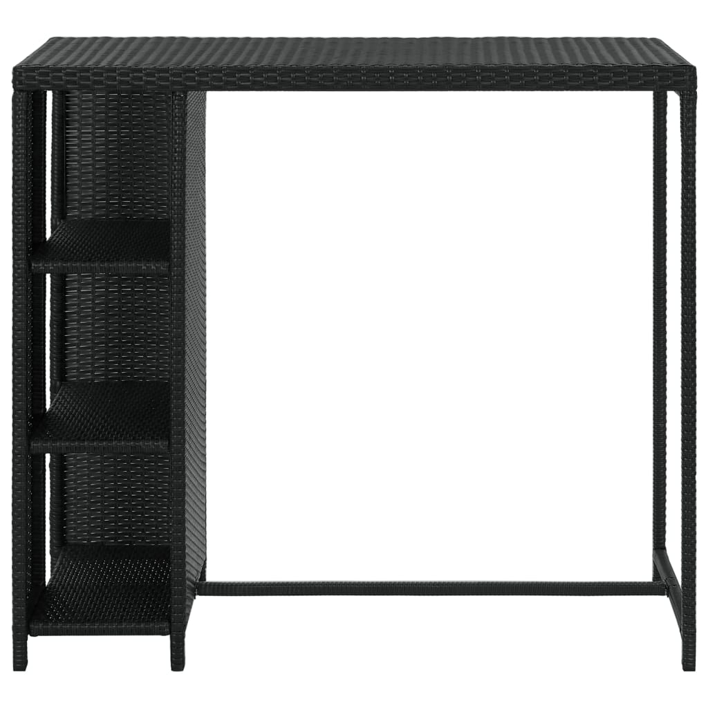 HKH Mesa de bar con estantes de mimbre - Negro