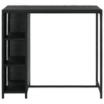 HKH Mesa de Bar com Prateleiras em Vime Pe - Preto