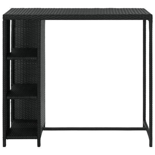 HKH Mesa de Bar com Prateleiras em Vime Pe - Preto