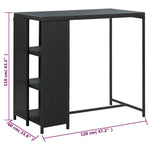 HKH Mesa de Bar com Prateleiras em Vime Pe - Preto