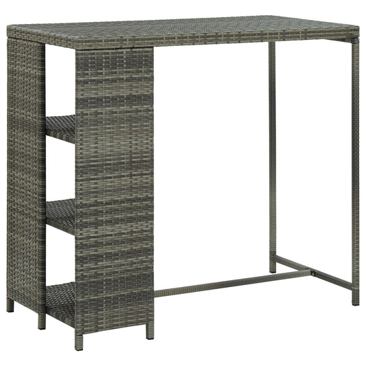 Mesa de bar HKH con estantes de mimbre PE - Gris