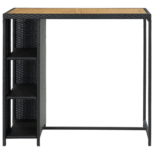 HKH Mesa de Bar com Prateleiras em Vime Pe - Preto
