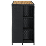 HKH Mesa de Bar com Prateleiras em Vime Pe - Preto