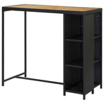 HKH Mesa de Bar com Prateleiras em Vime Pe - Preto