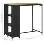 HKH Mesa de Bar com Prateleiras em Vime Pe - Preto