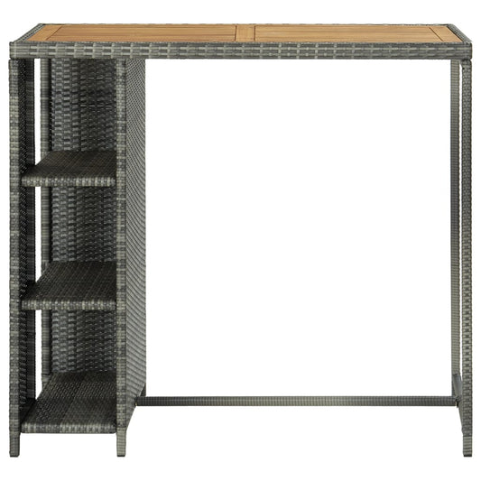 HKH Mesa de Bar com Prateleiras em Vime Pe - Cinzento