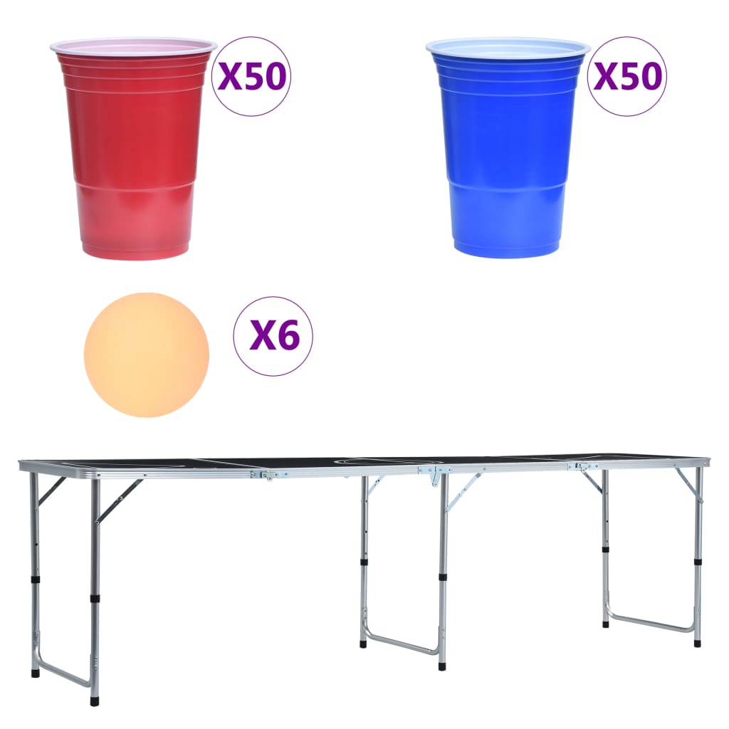 HKH Mesa de Beer Pong Dobrável com Copos e Bolas 240 cm
