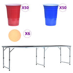 HKH Mesa de Beer Pong Dobrável com Copos e Bolas 240 cm