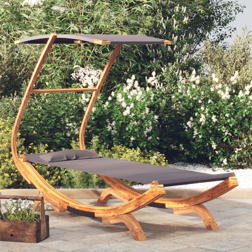 Tumbona HKH con toldo de madera curva - Antracita