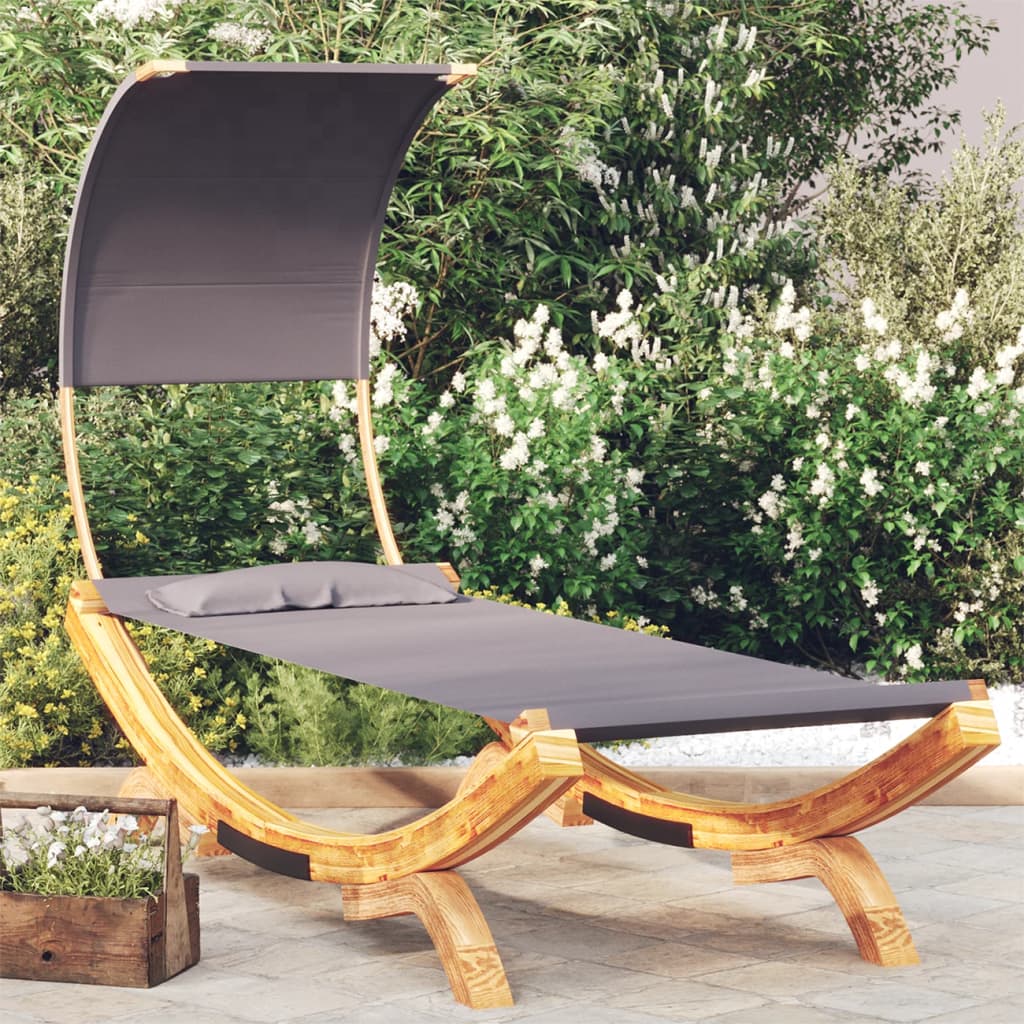 Tumbona HKH con toldo de madera curva - Antracita