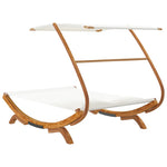 HKH Espreguiçadeira C/ Toldo Madeira Curva - Creme