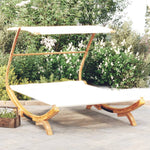 HKH Espreguiçadeira C/ Toldo Madeira Curva - Creme