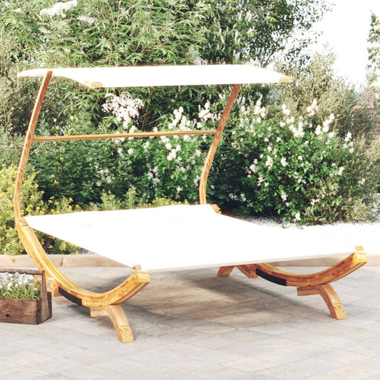 HKH Espreguiçadeira C/ Toldo Madeira Curva - Creme