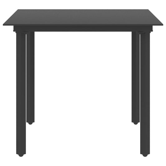 HKH Mesa de Jantar para Jardim Aço e Vidro - Preto