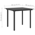 HKH Mesa de Jantar para Jardim Aço e Vidro - Preto