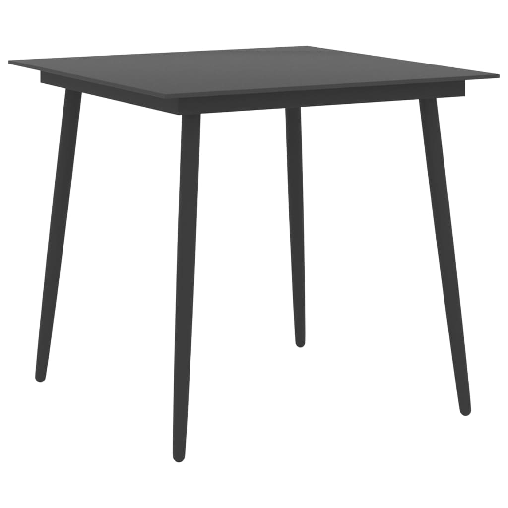HKH Mesa de Jantar para Jardim Aço e Vidro - Preto